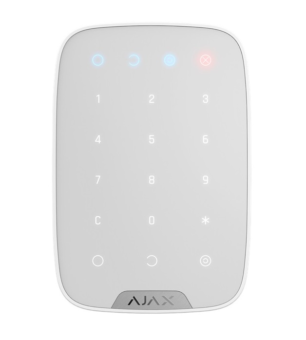 Ajax KeyPad weiß – Funk Touch Bedienteil - Vorderansicht